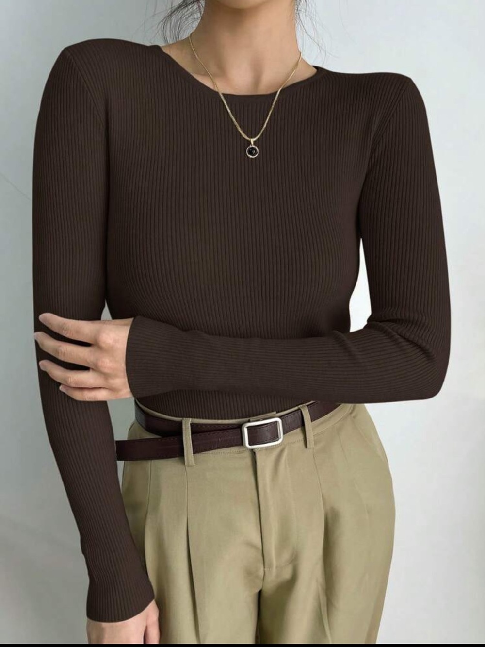 Brown Ribbed Longsleeve
